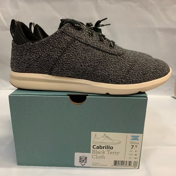 toms black terry women's cabrillo sneakers